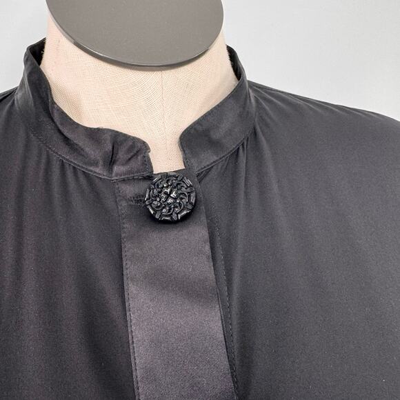 Citron Santa Monica Black Silk Tunic Top Minimalist Lagenlook Boho Work Size 0X - Picture 3 of 7